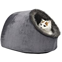 Vertast - Caseta con cojín lavable para gatos y perros pequeños